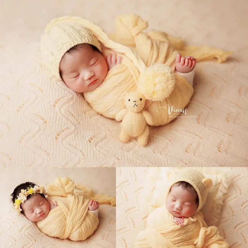 Yellow Knitted Theme Set - Newborn Photography Props